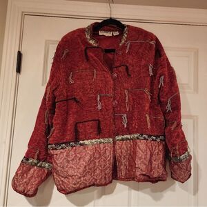 Flashback vintage red fringe detail button up jacket M
